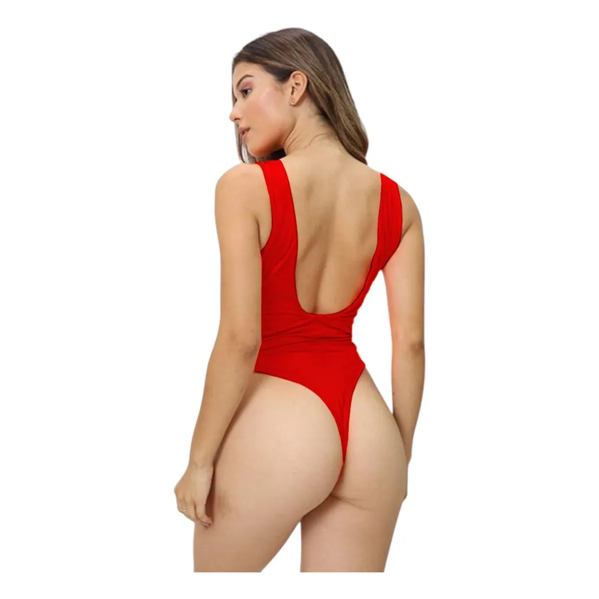 GENERICO - Enterizo Aq-70 Doble Licra Ala Delta Control De Abdomen Color Rojo