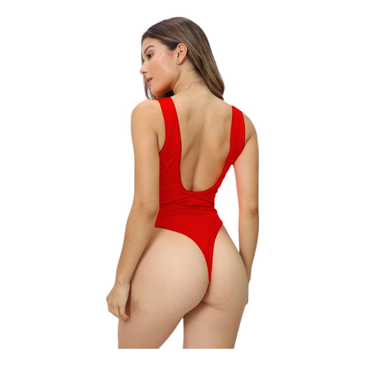 GENERICO - Enterizo Aq-70 Doble Licra Ala Delta Control De Abdomen Color Rojo