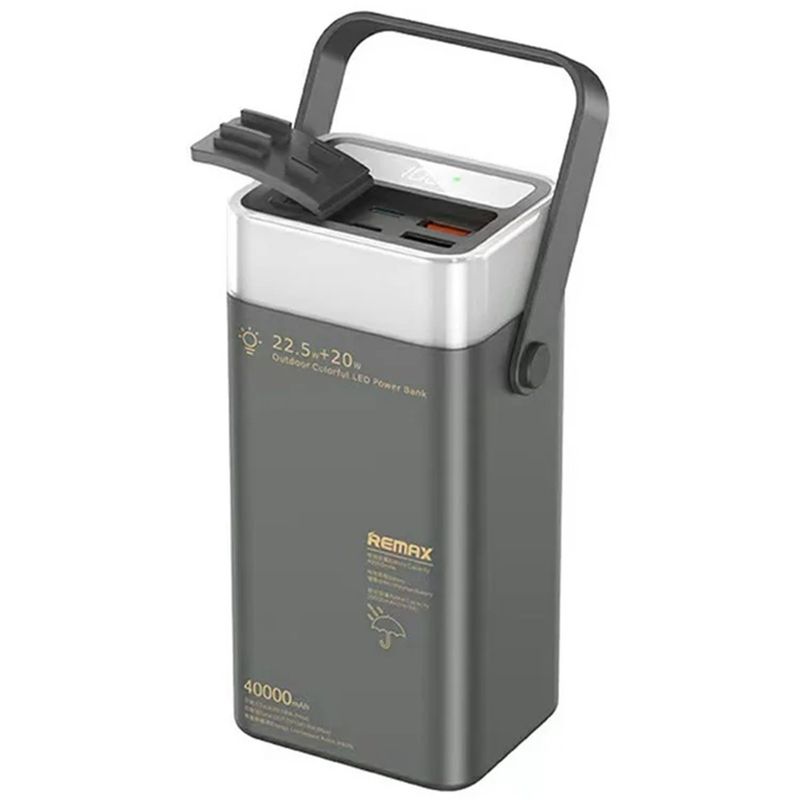 REMAX - CARGADOR PORTÁTIL REMAX LUZ LED 40000mAh PD20W+QC225W GRIS