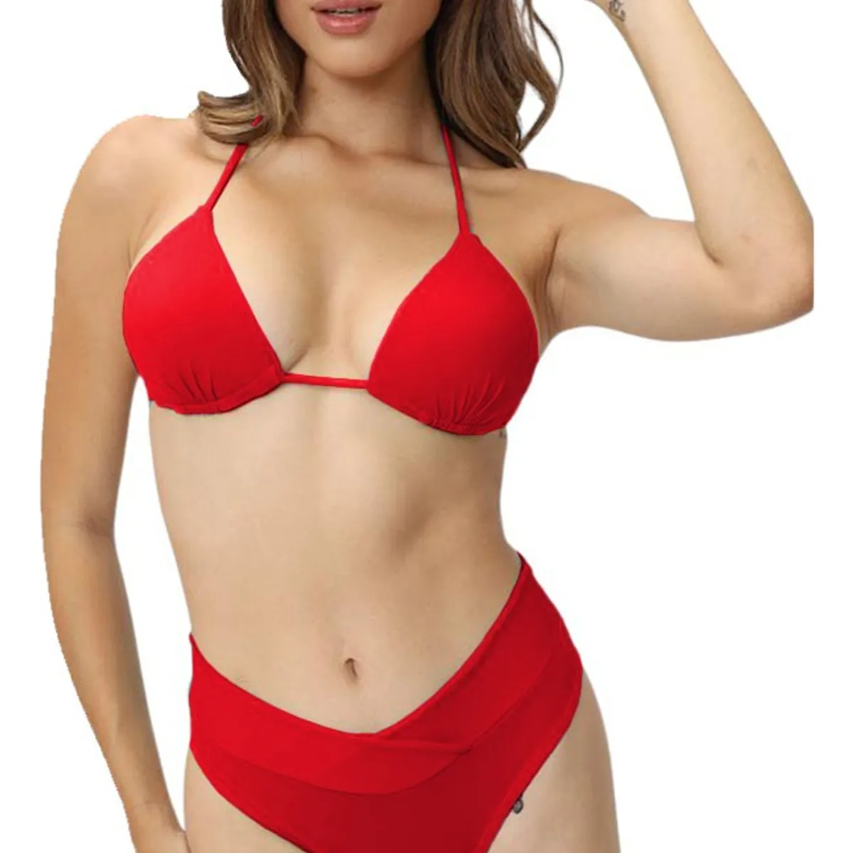 GENERICO - Bikini Control De Abdomen Copa Forro Aq-45 Color Rojo