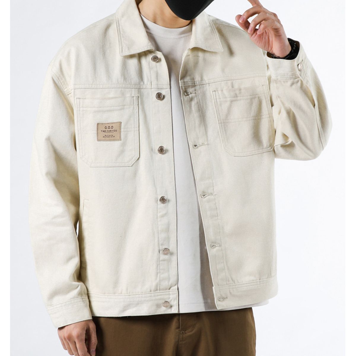 TIOZONEY - Chaqueta jeans de manga larga para Hombre