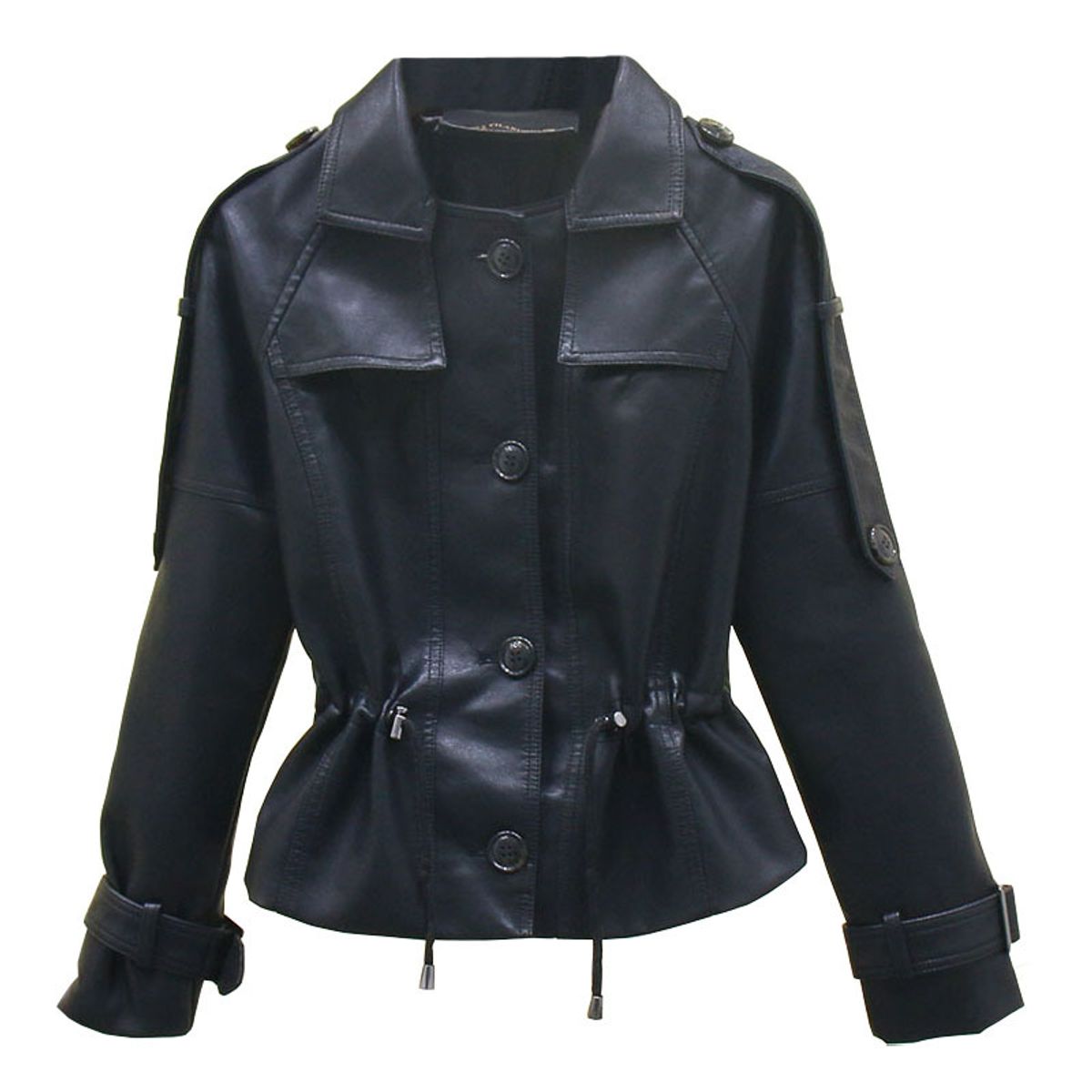 TIOZONEY - Chaqueta de PU para adelgazar - Negro