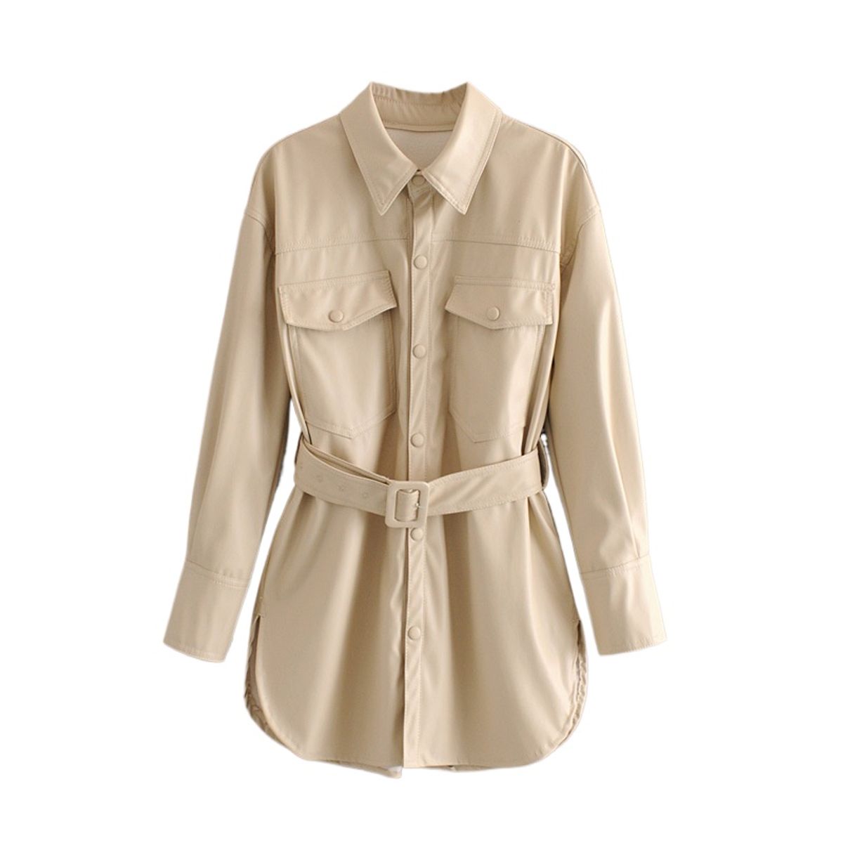 TIOZONEY - Chaqueta de traje de PU para mujeres - Blanco