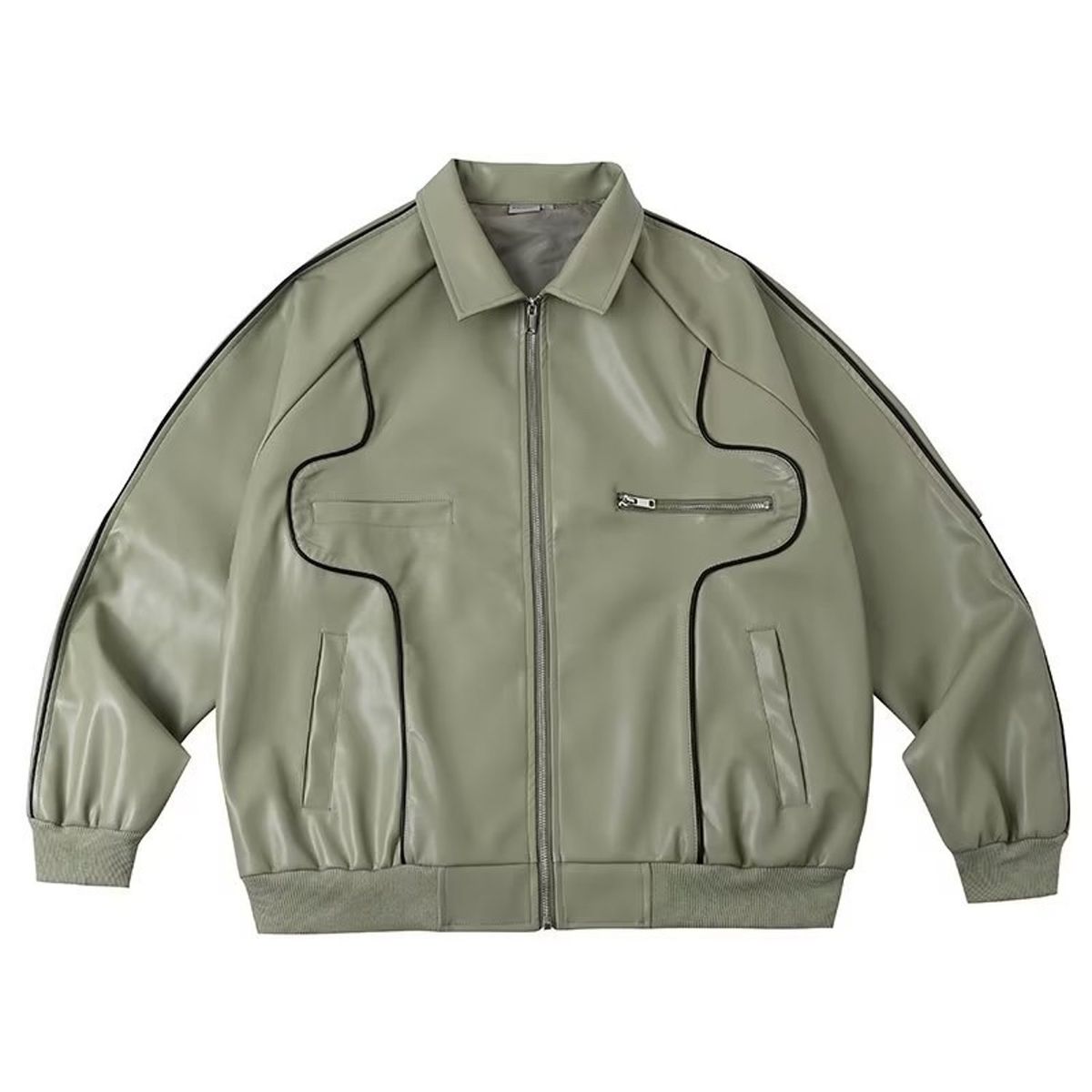 TIOZONEY - Chaqueta de PU para adelgazar - Verde