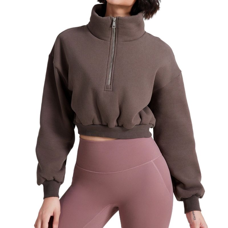 TIOZONEY - Suéter suelto de media cremallera - Café