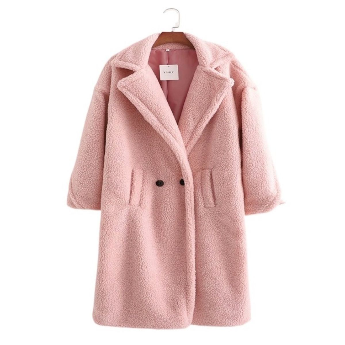 TIOZONEY - Abrigo largo para mujeres - Rosado.