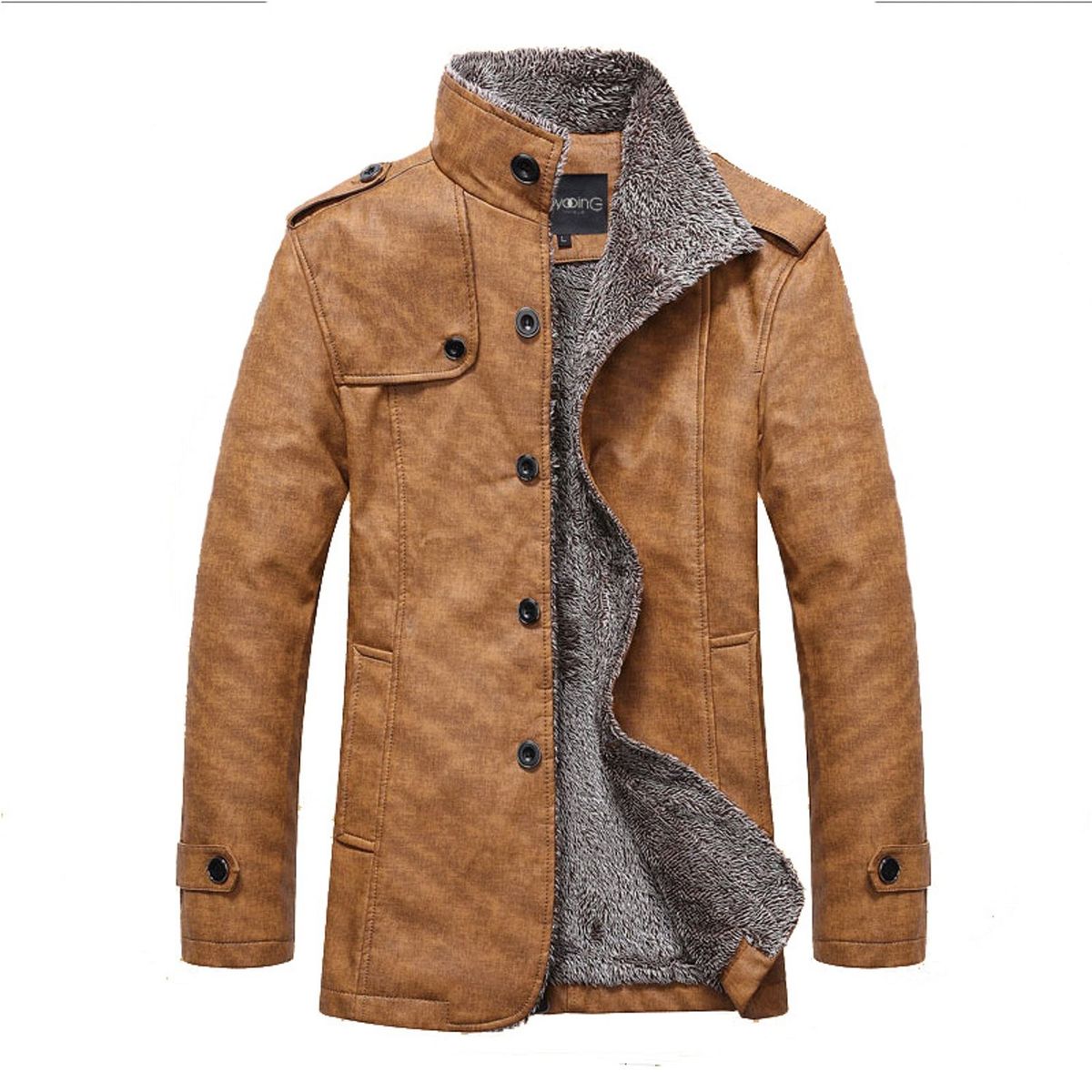 TIOZONEY - Chaquetas de PU de peluche - Marrón