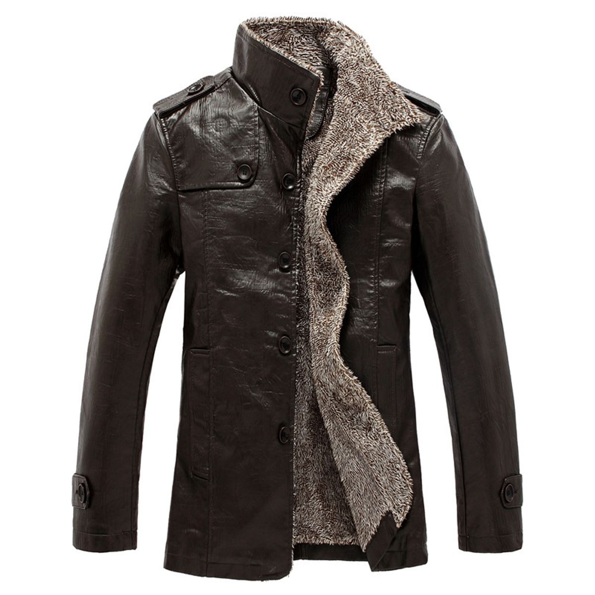 TIOZONEY - Chaquetas de PU de peluche - Negro