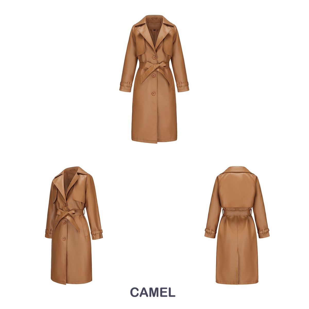 TIOZONEY - Chaqueta de PU para mujer con cinturón