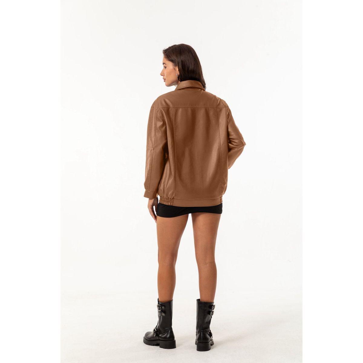 TIOZONEY - Chaqueta de PU para mujer con cinturón