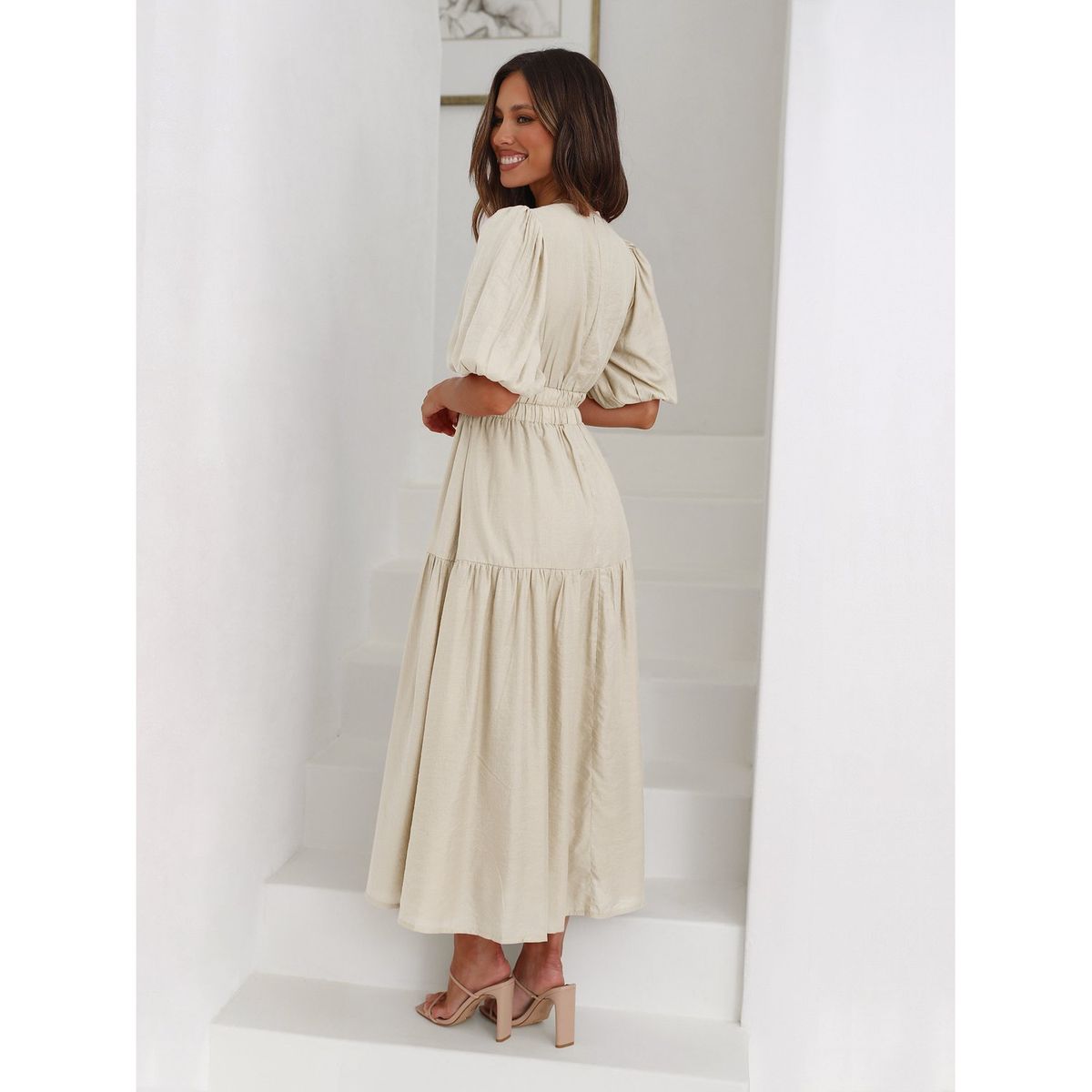 TIOZONEY - Vestido de mujer con cuello en V