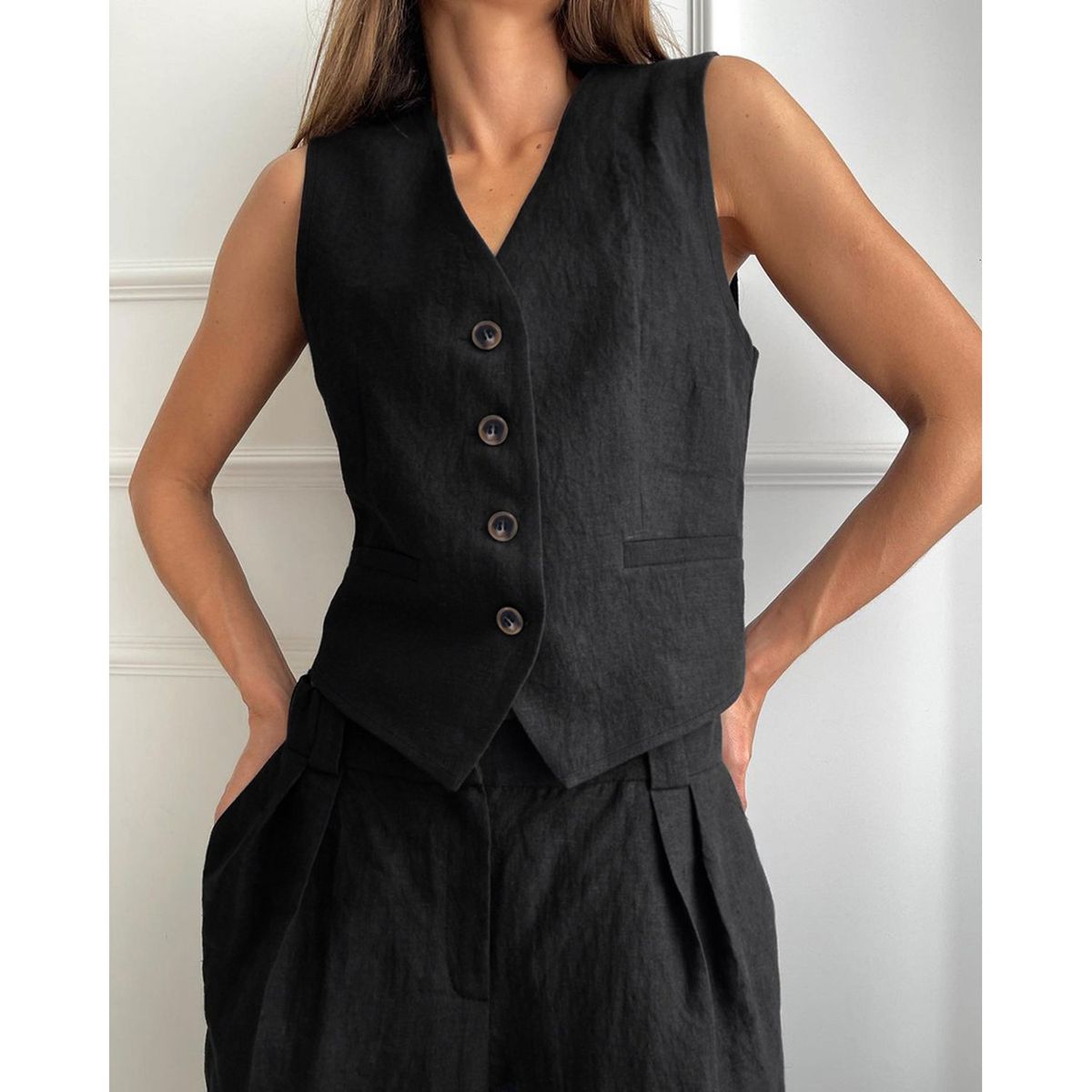 TIOZONEY - Conjunto de chaleco para mujer