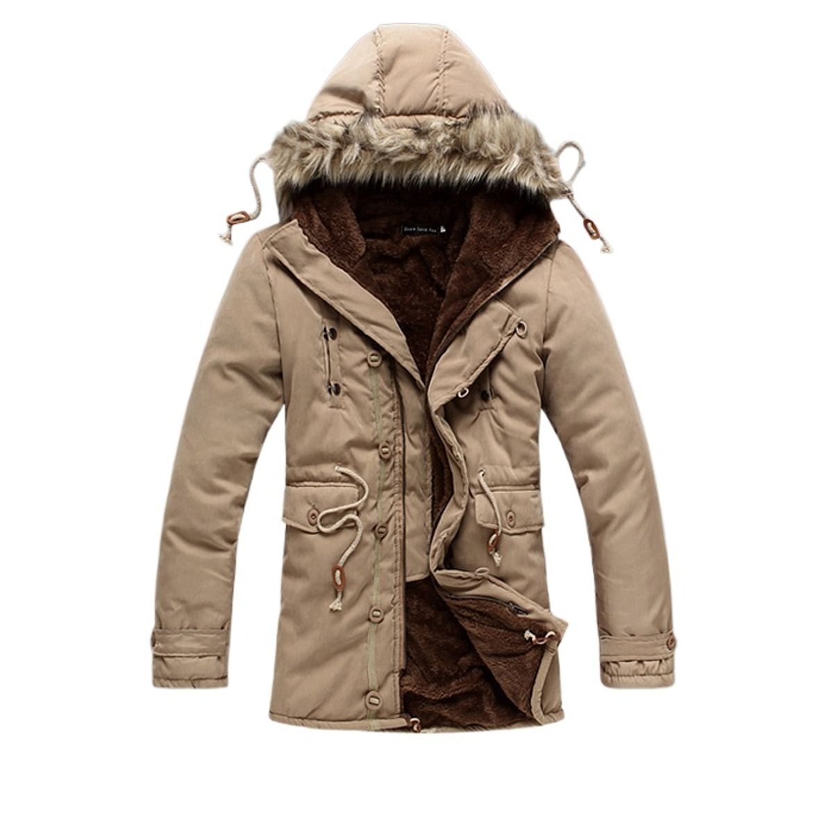 TIOZONEY - Chaqueta de algodón para hombres - Café