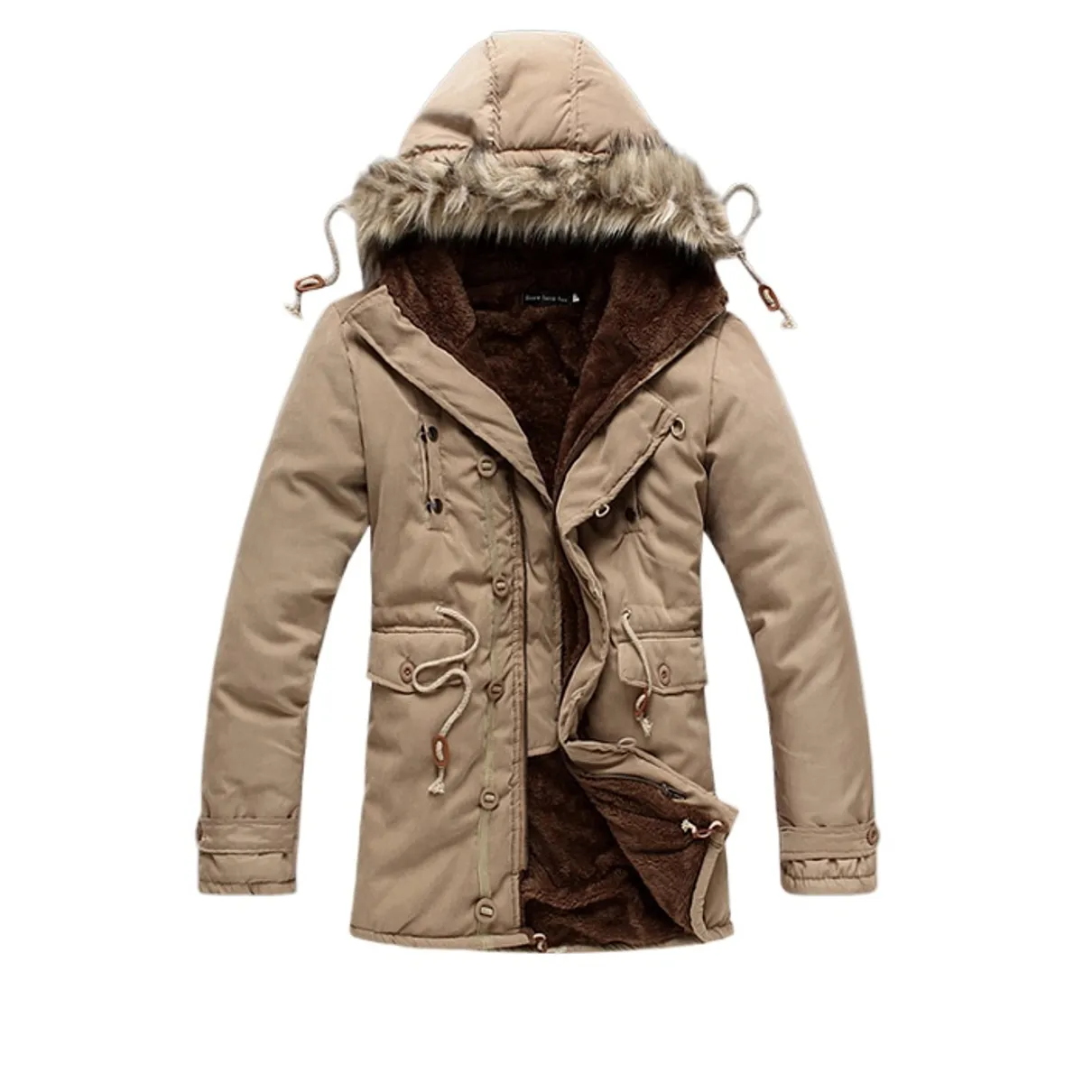 TIOZONEY - Chaqueta de algodón para hombres - Café