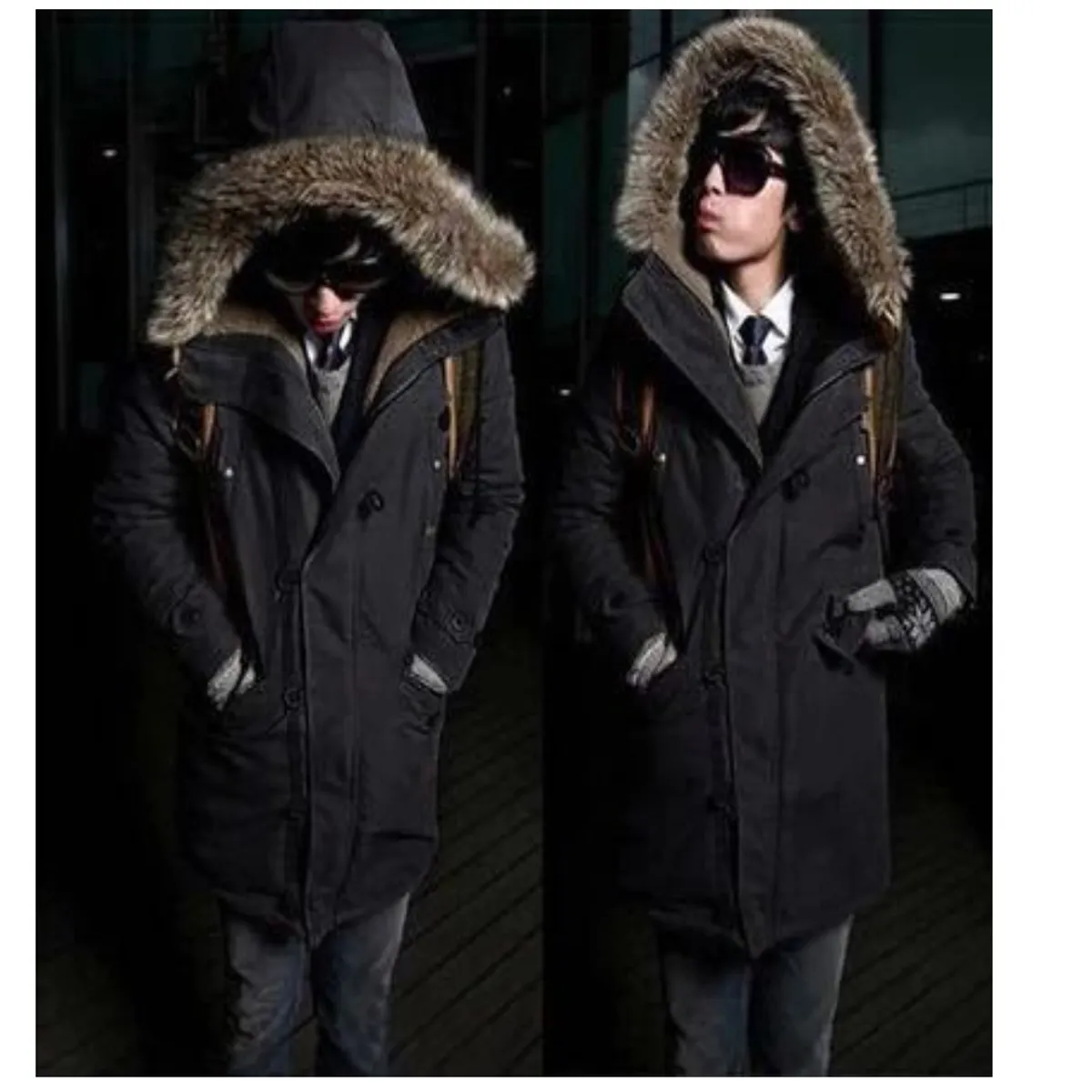 TIOZONEY - Chaqueta de algodón para hombres - Café