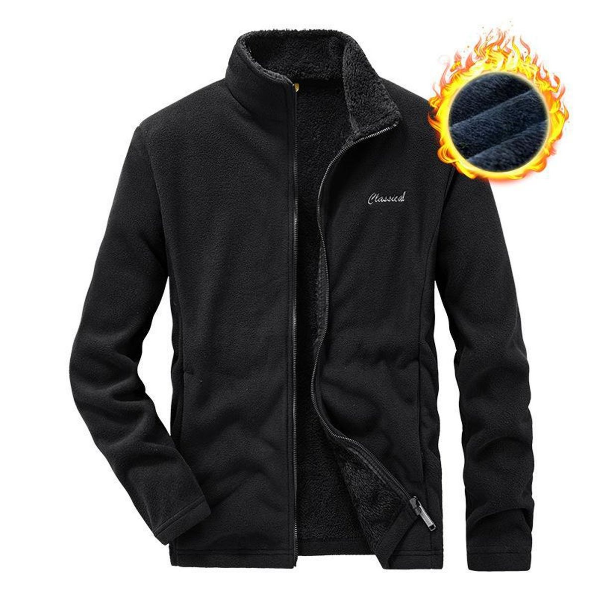 TIOZONEY - Abrigo térmico con terciopelo - Negro.