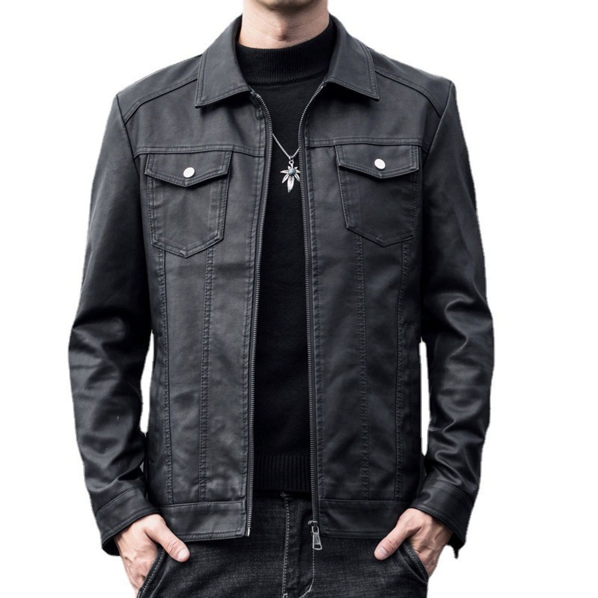 TIOZONEY - Chaqueta de moda para hombres - Negro