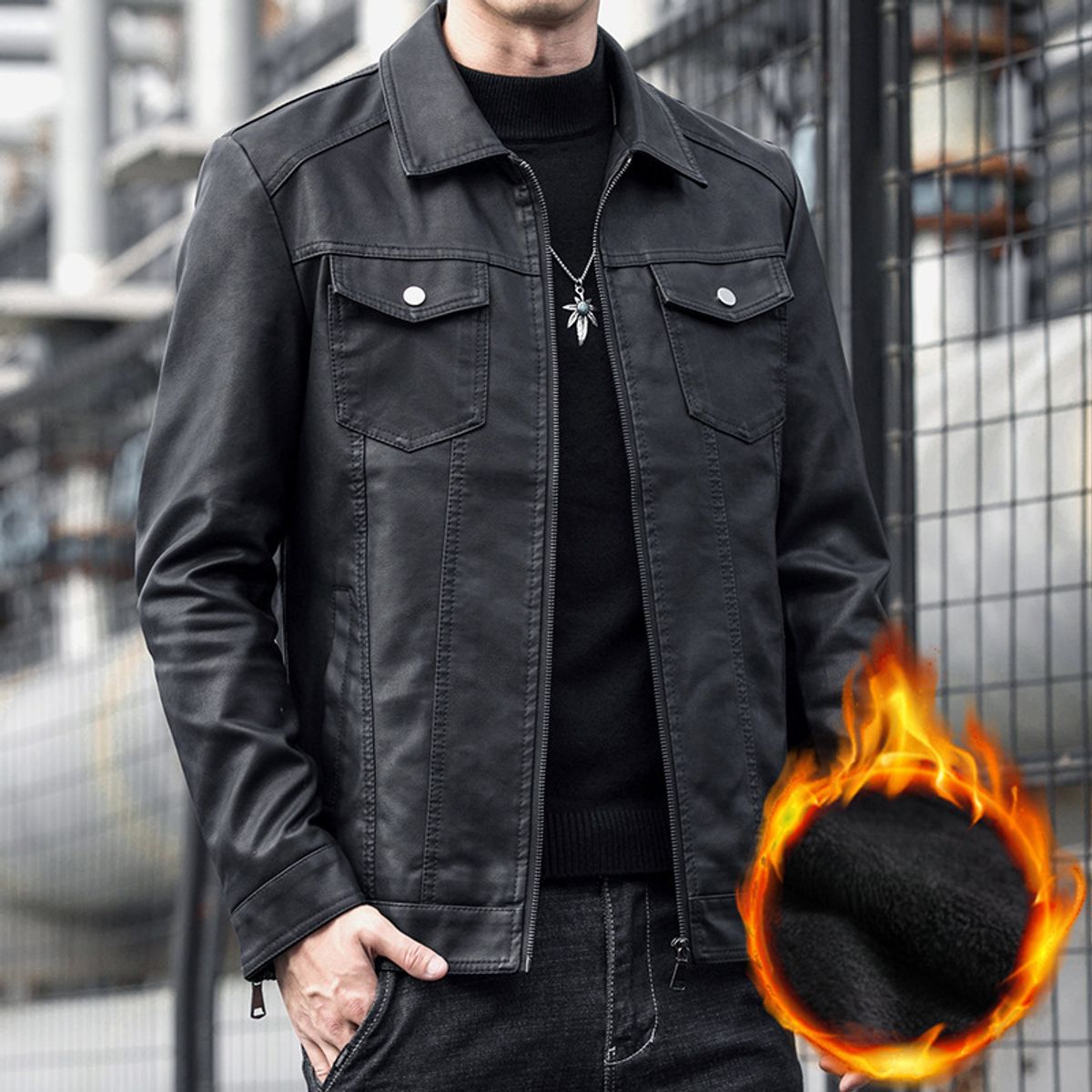 TIOZONEY - Chaqueta de moda para hombres - Negro