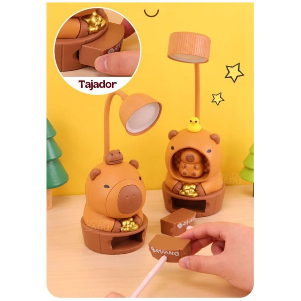 OEM - Mini Lampara capibara con tajador para escritorio