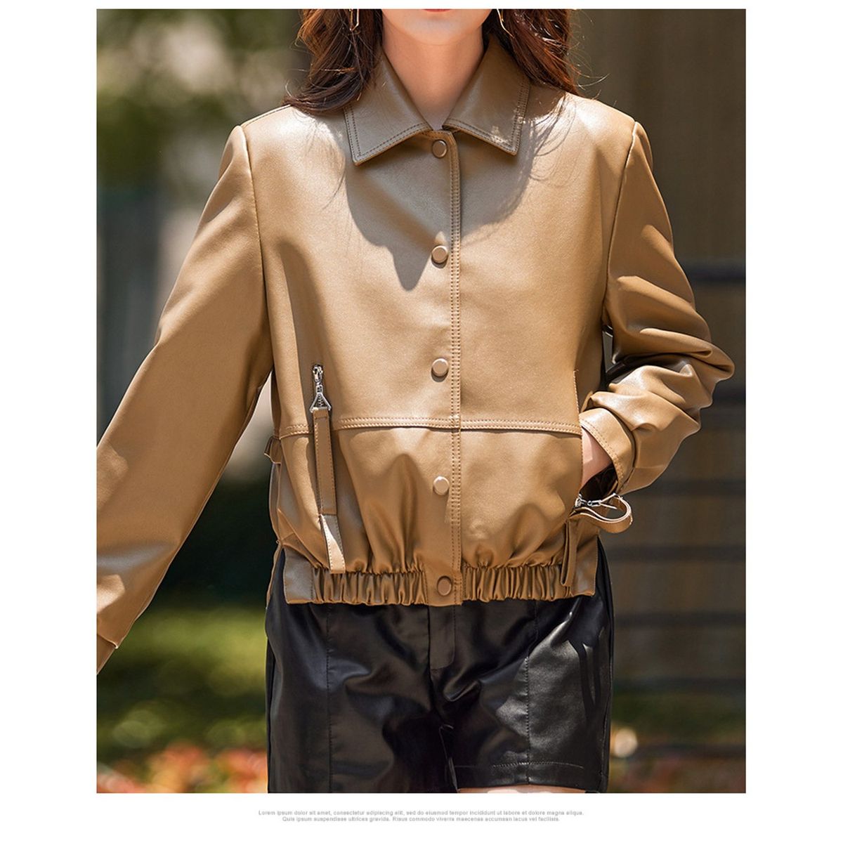 TIOZONEY - Ropa de PU para mujeres delgadas - Café