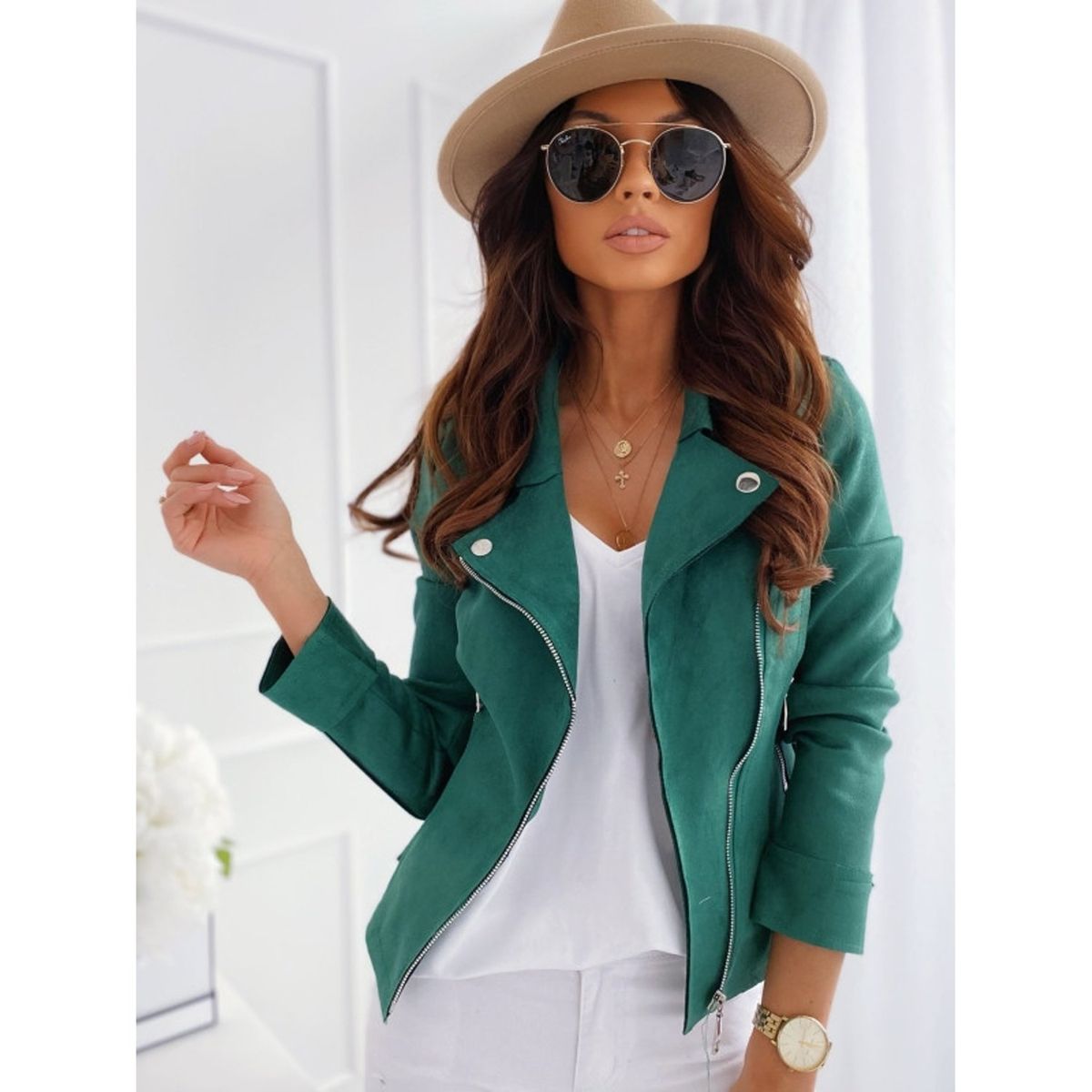 TIOZONEY - Chaqueta Mujer - Turquesa Oscuro