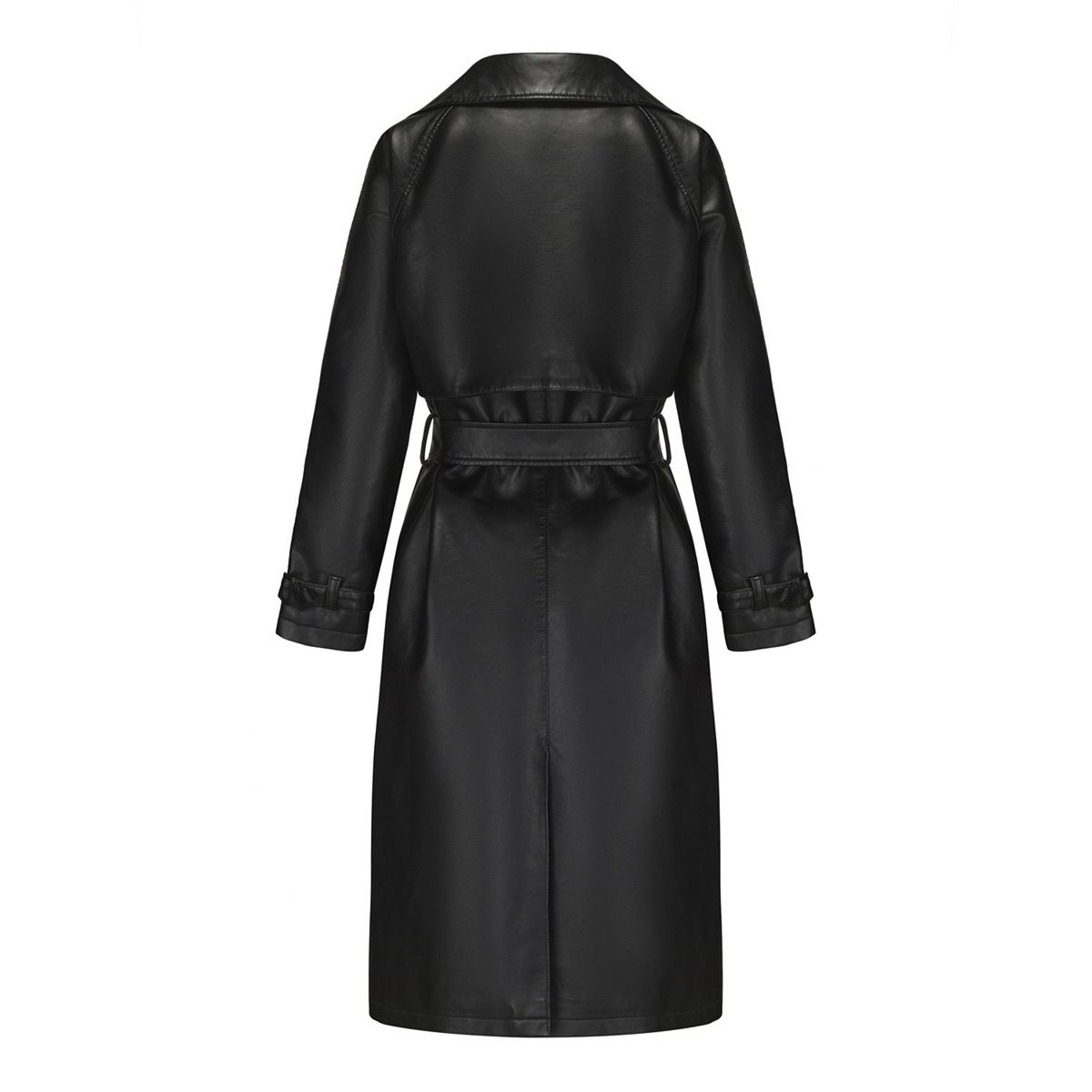 TIOZONEY - Chaqueta de PU para mujer con cinturón