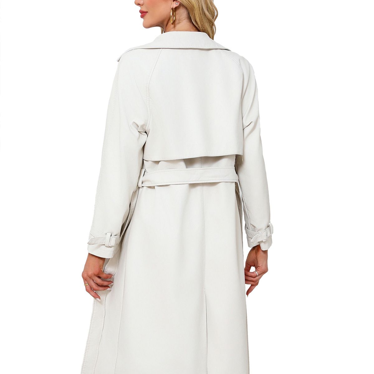 TIOZONEY - Chaqueta de PU para mujer con cinturón