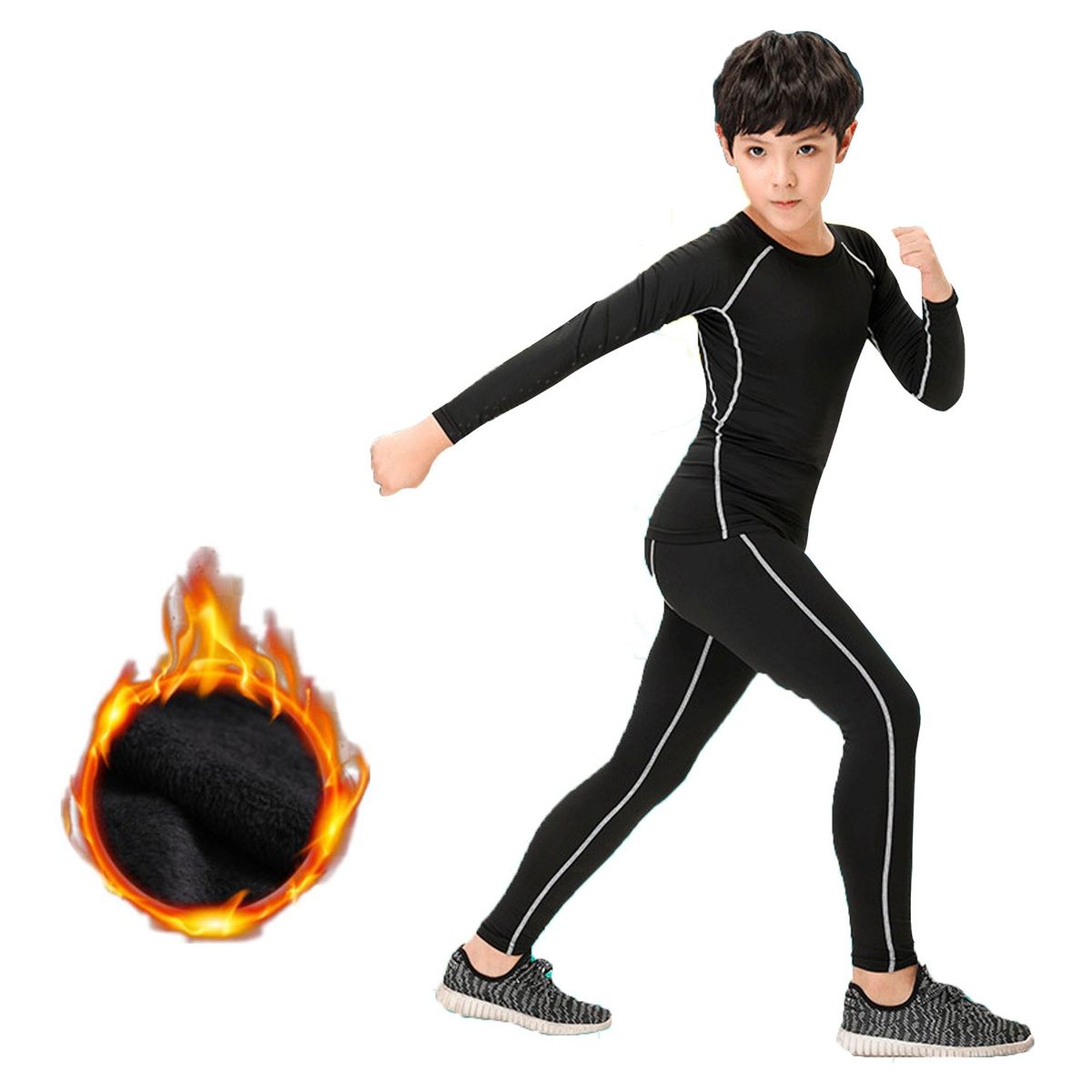 TIOZONEY - Conjunto De Playera De Compresión Y Pantalones Para Nino