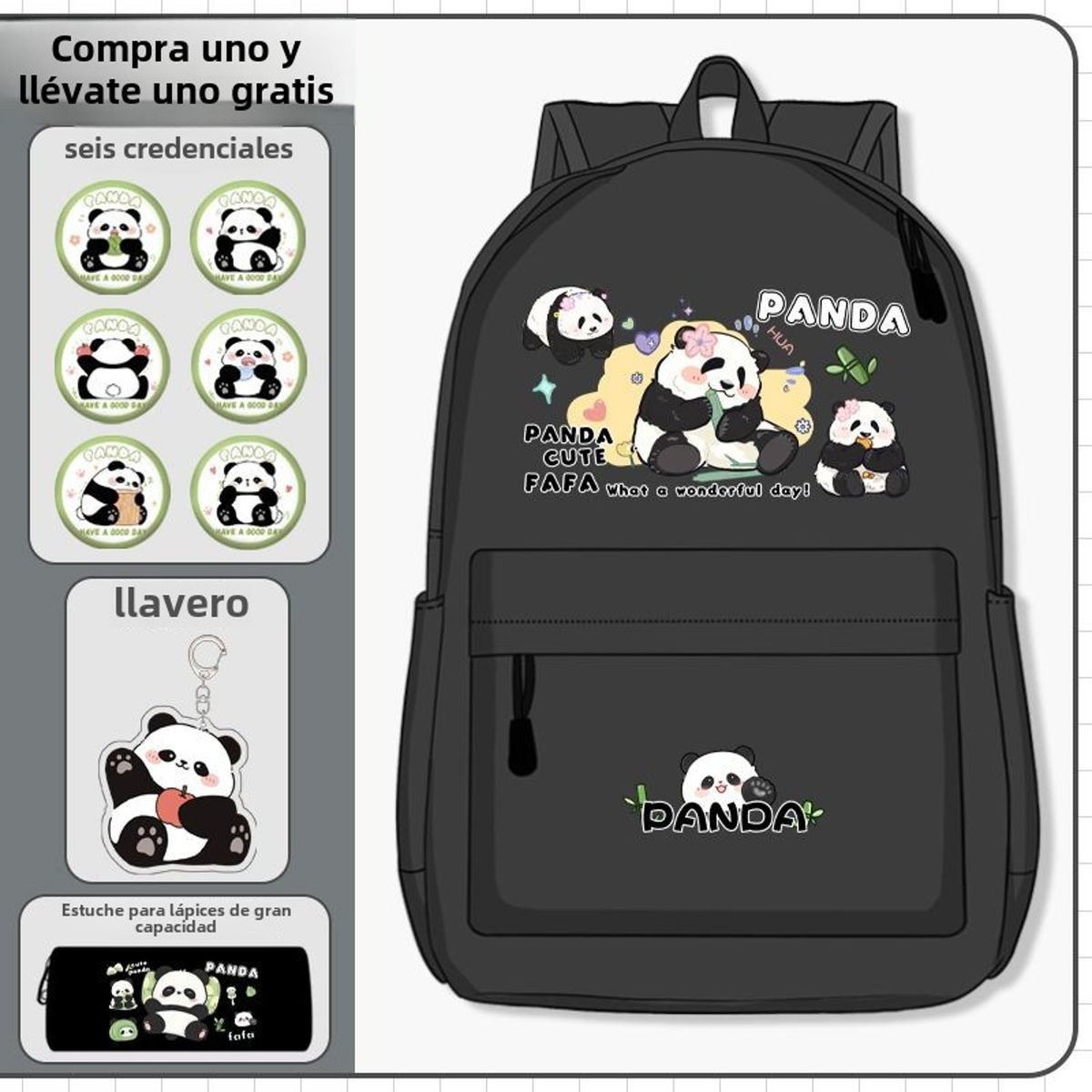 TIOZONEY - Mochila escolar panda para estudiantes