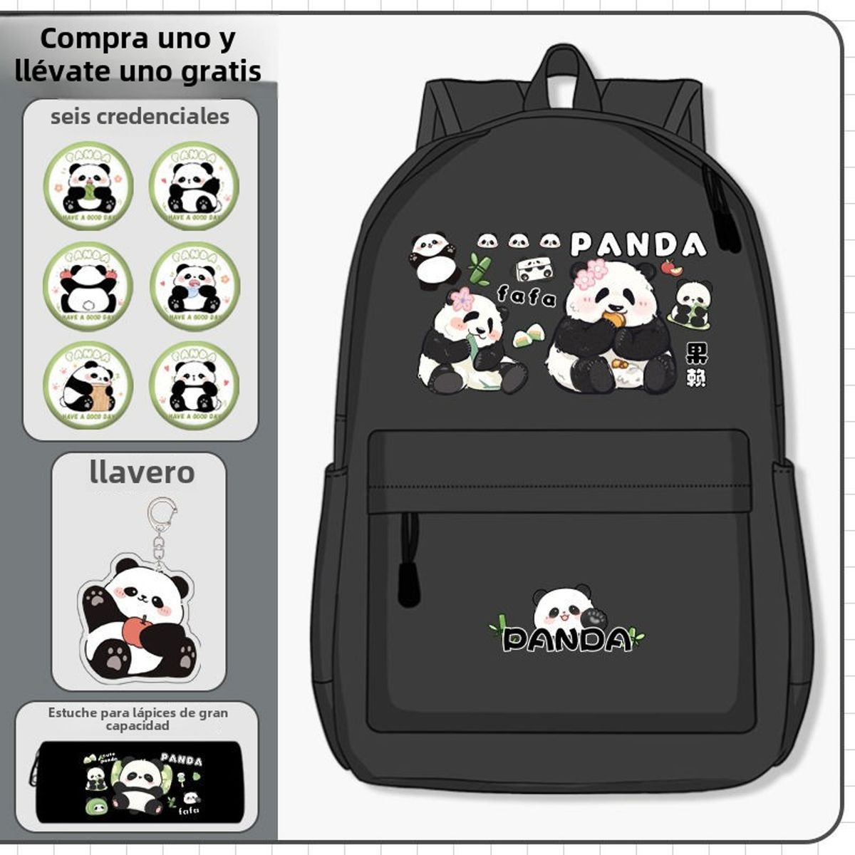 TIOZONEY - Mochila escolar panda para estudiantes