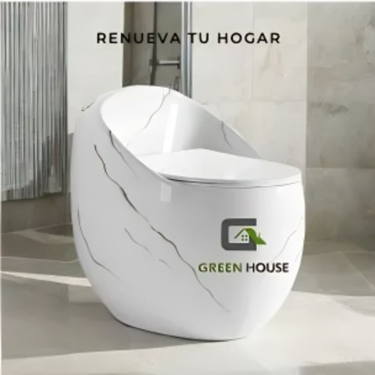 GENERICO - INODORO DE LUJO ONE PIECE BLANCO-MARMOLEADO