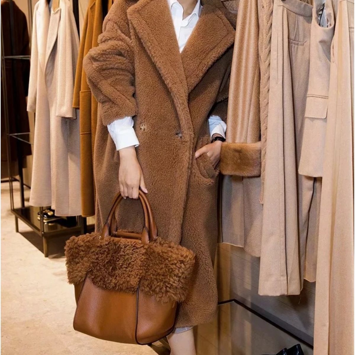 TIOZONEY - Abrigo largo para mujeres - Beige.