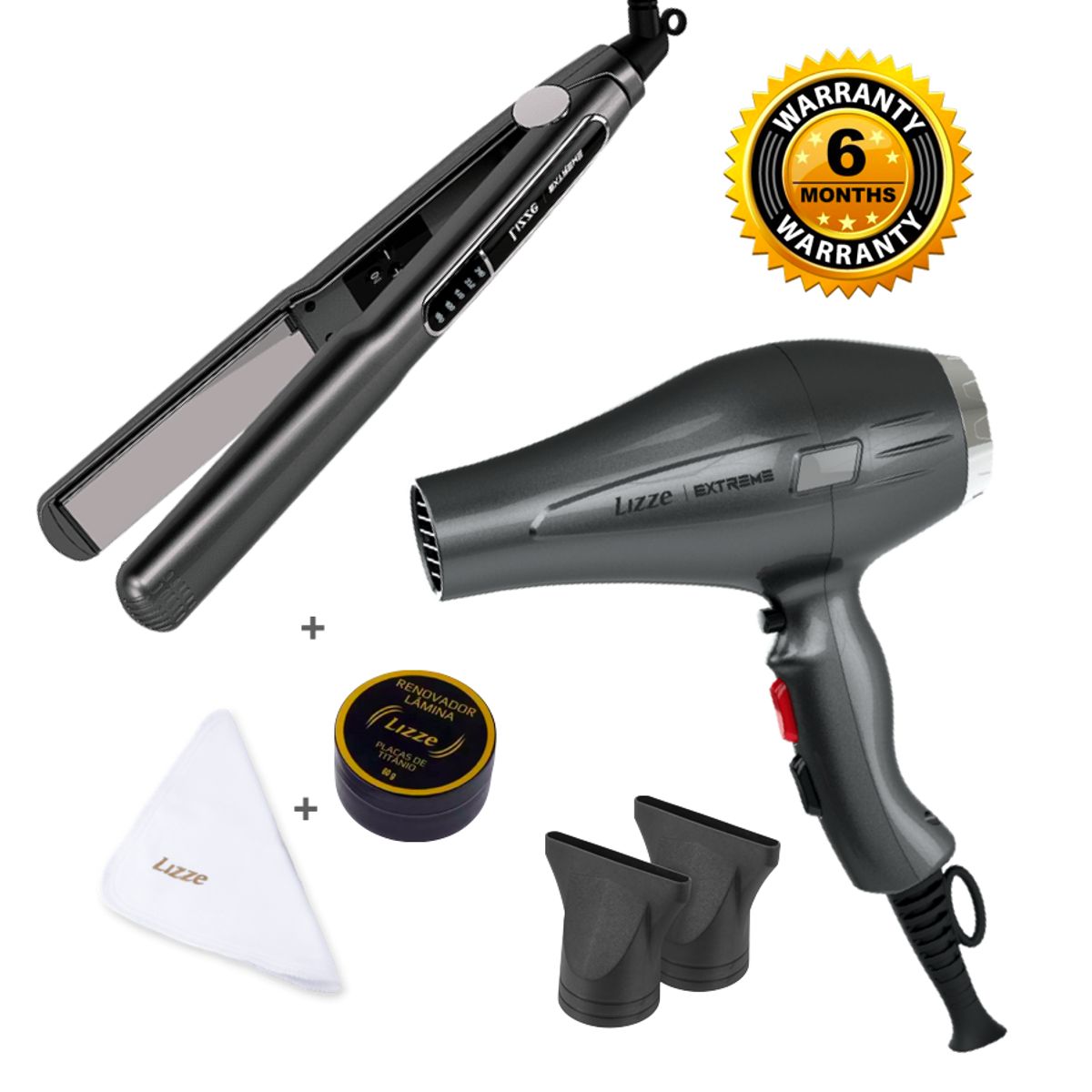 LIZZE - PLANCHA Y SECADORA LIZZE EXTREME + KIT PULIDOR