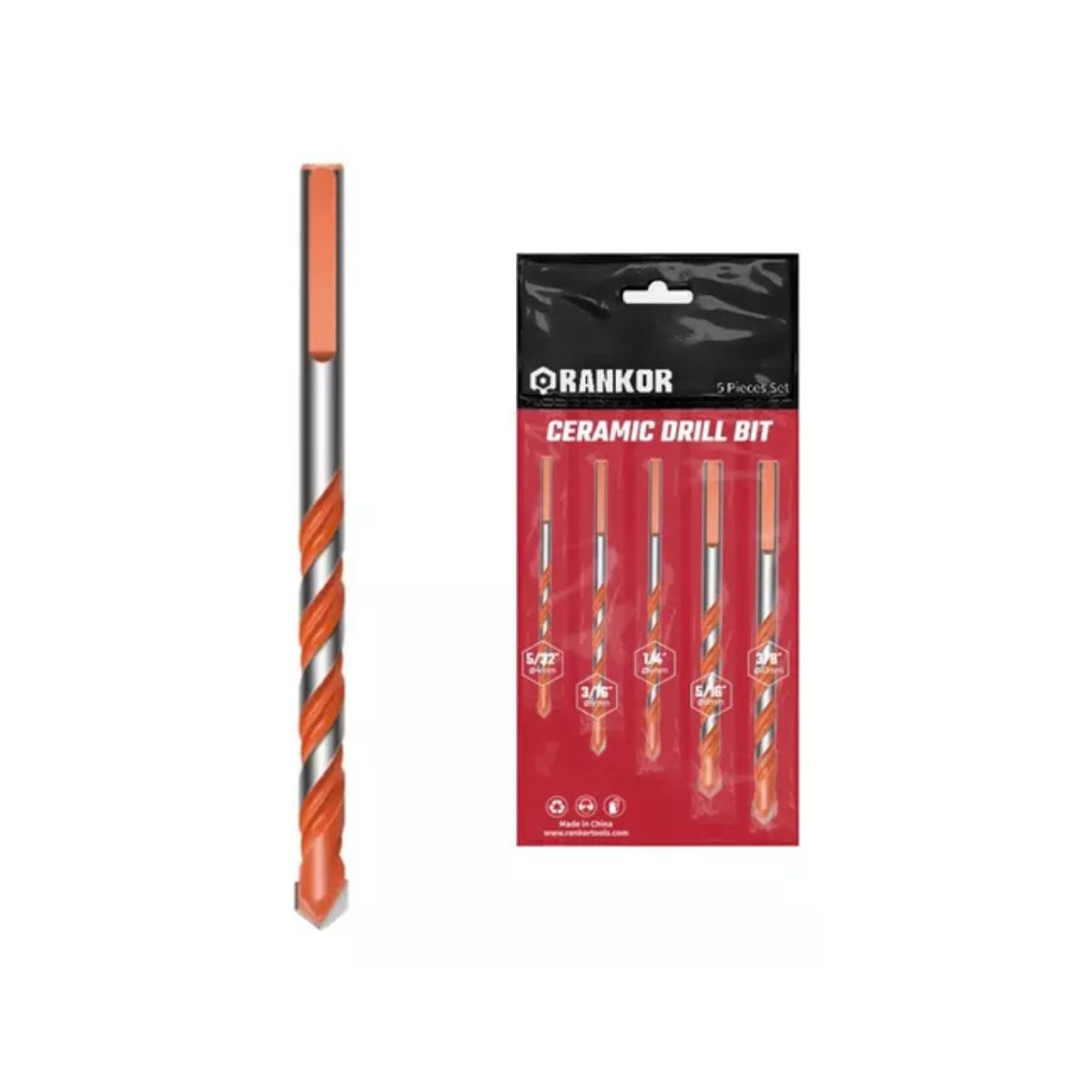 RANKOR - SET BROCAS P/ CERÁMICA x 5 pzs (4,5,6,8,10 mm)