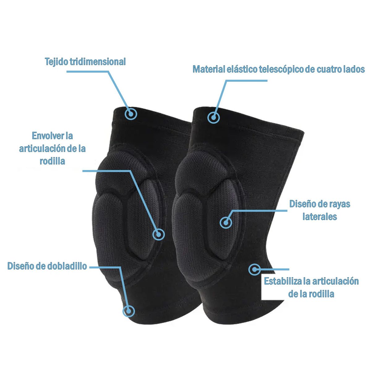 GENERICO - RODILLERAS DE VOLEY ACOLCHADAS  TALLA L NEGRO