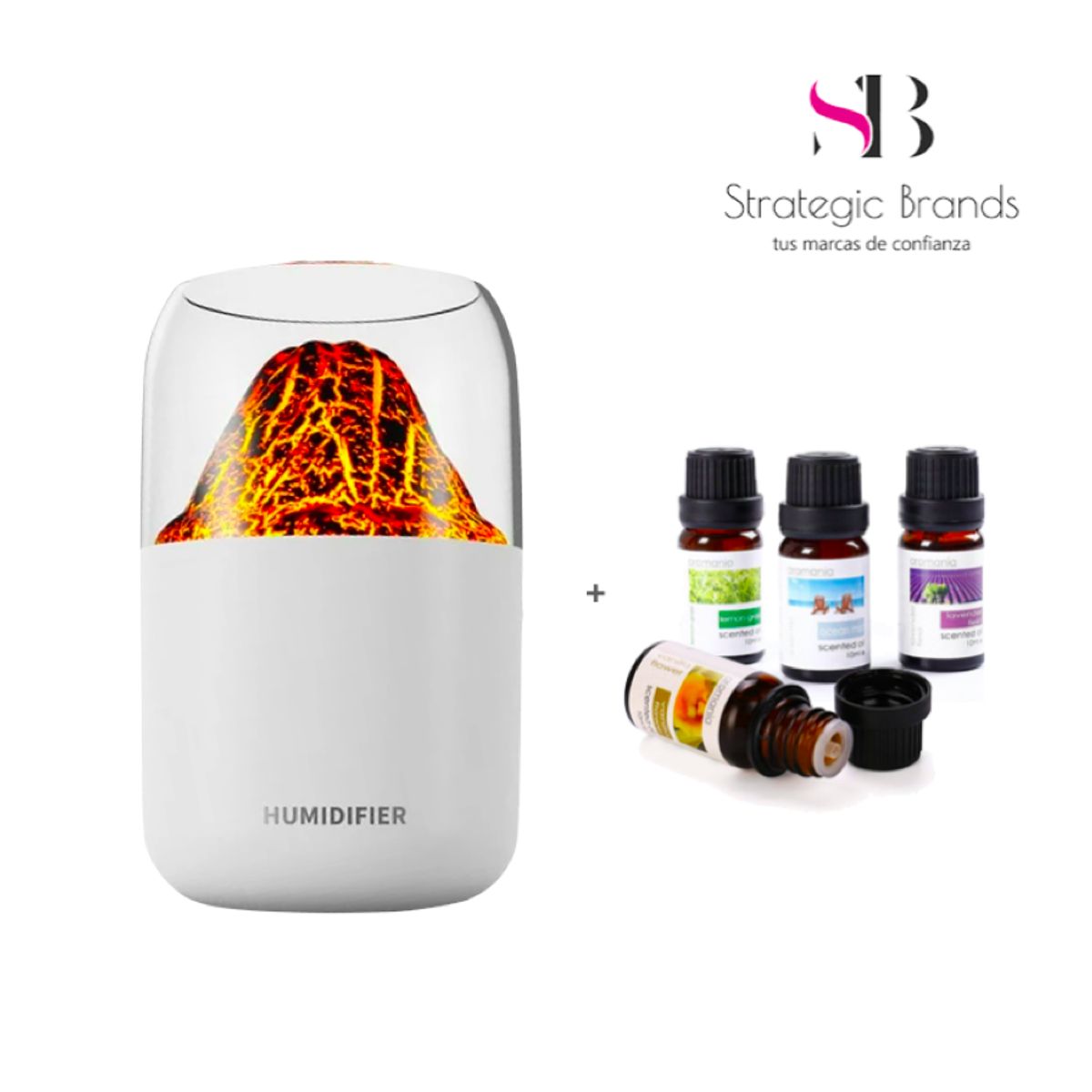 GENERICO - HUMIDIFICADOR PURIFICADOR DIFUSOR VOLCAN + 4 ESENCIAS