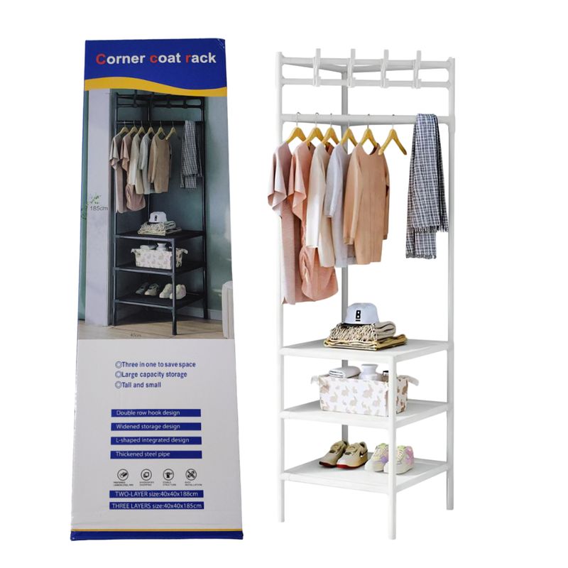 GENERICO - Esquinero armable colgador de ropa BLANCO
