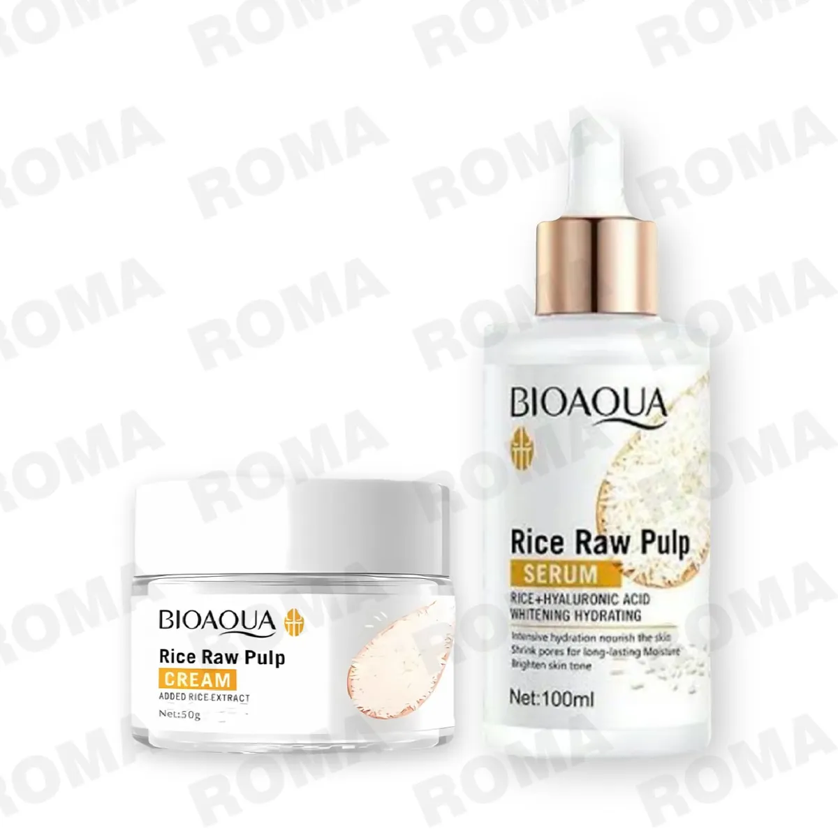 BIOAQUA - PACK CREMA ACLARANTE Y SERUM DE ARROZ CON ÁCIDO HIALURONICO