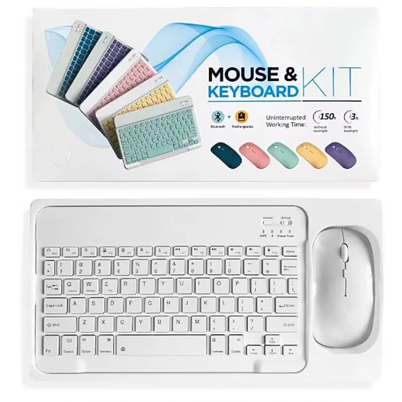 GENERICO - Kit de Teclado y Mouse inalámbrico portátil con Bluetooth - Blanco