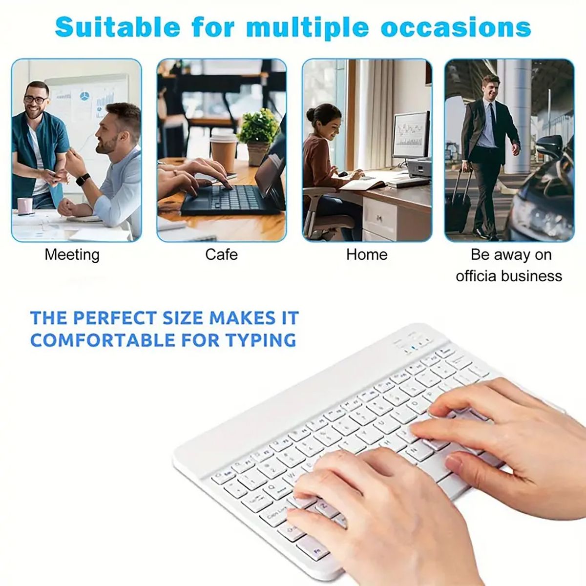 GENERICO - Kit de Teclado y Mouse inalámbrico portátil con Bluetooth - Blanco