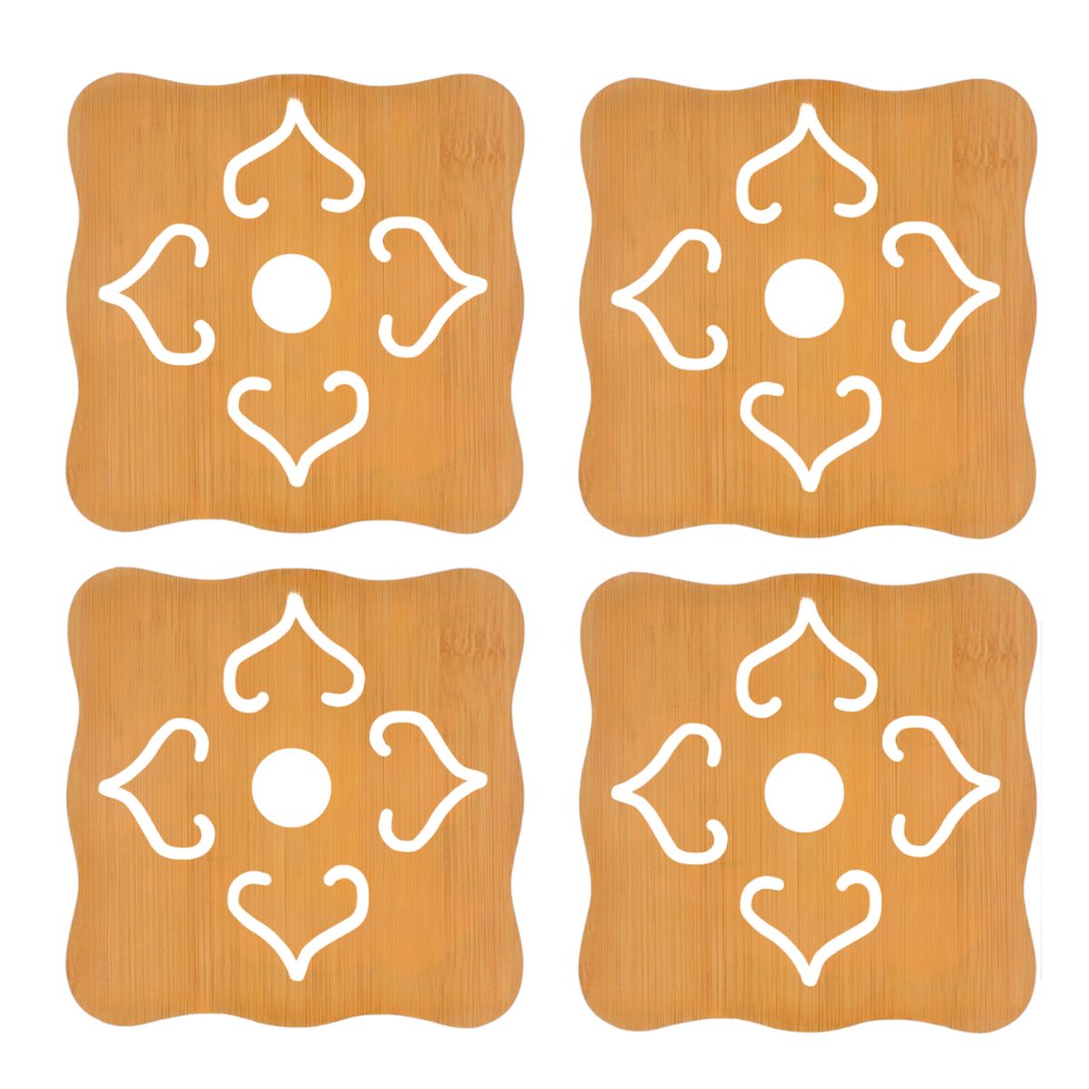 INSPIRA - Set de 4 Soportes de Bambú Resistente al Calor