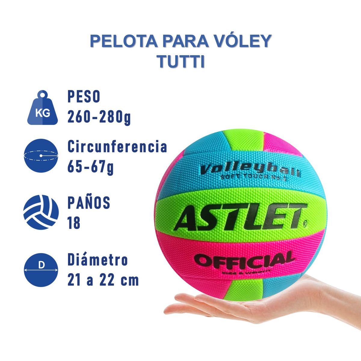 GENERICO - PELOTA  DE VÓLEY TALLA 5 TEXTURA SUAVE TUTTI ASTLET FUCSIA