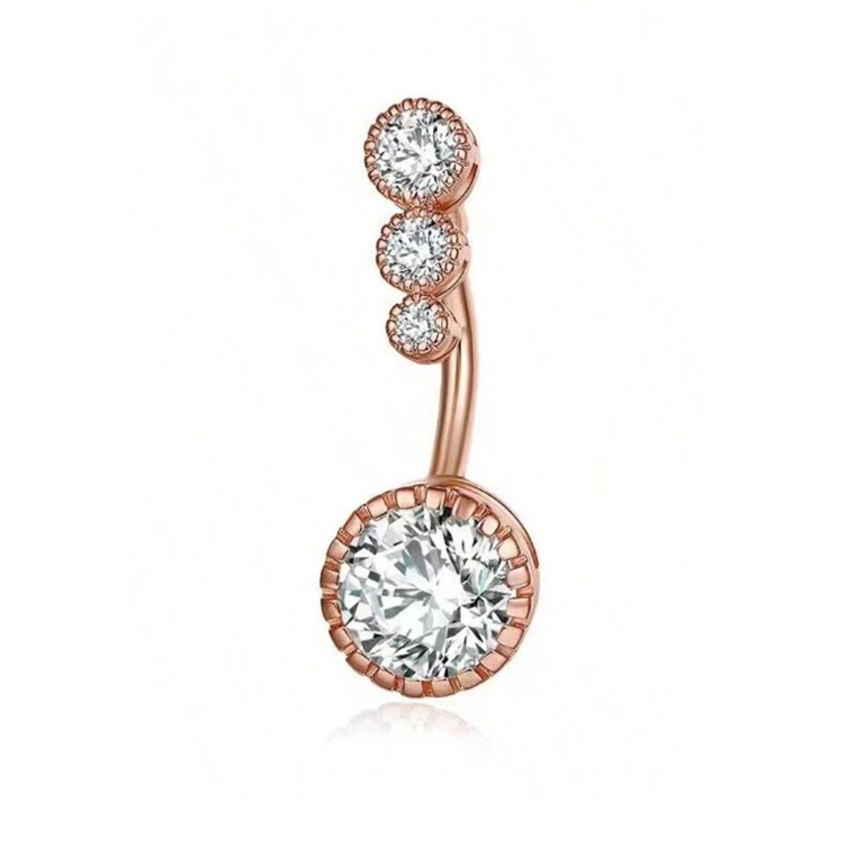 GENERICO - Piercing para ombligo triple piedrita oro rosa