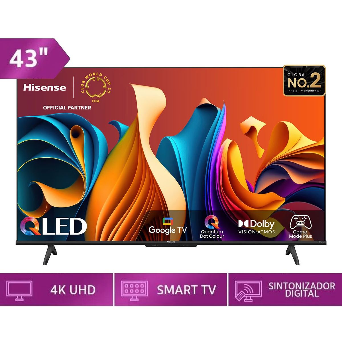 HISENSE - Televisor Hisense 43 Qled 4K UHD Negro 43Q6N