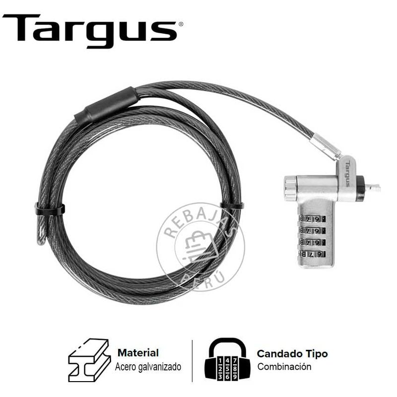 TARGUS - Candado de Seguridad Targus ASP96RGLX con Combinación Universal