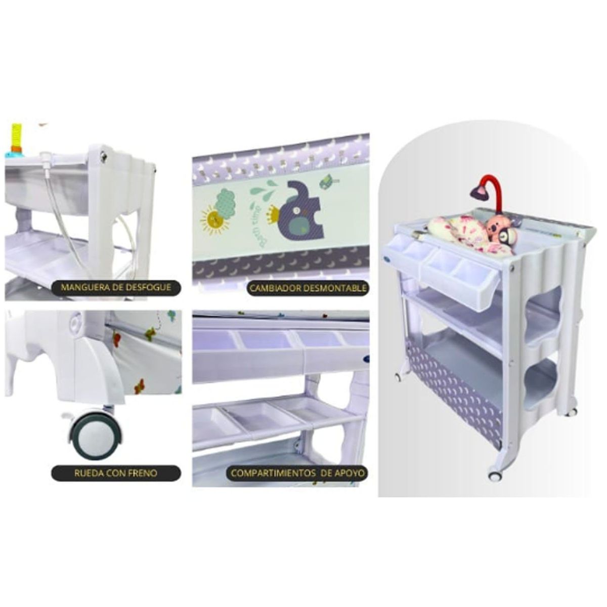 STOKKER BABY - Bañera con Cambiador Cristall Lila