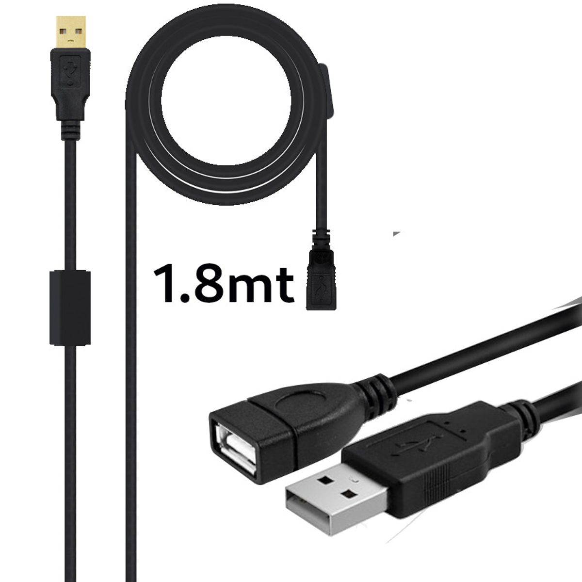 GENERICO - Cable Extensor Usb Extension Macho Hembra Filtro Antiestatic