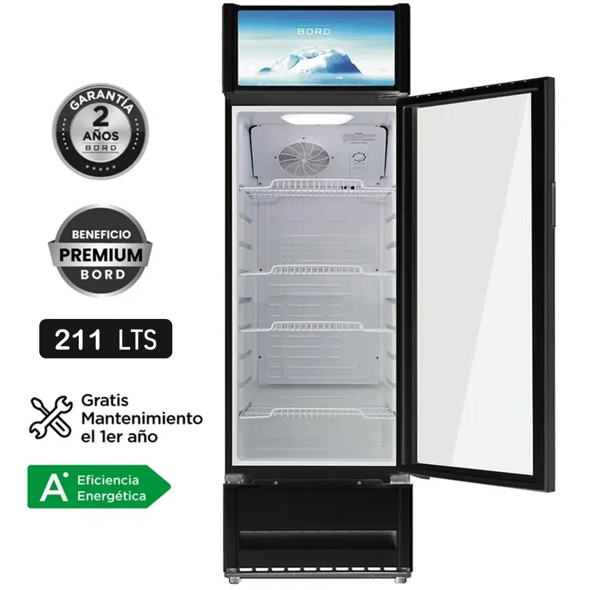 BORD - Vitrina Exhibidora Visicooler Bord Monopuerta directo EX211-M 211LT