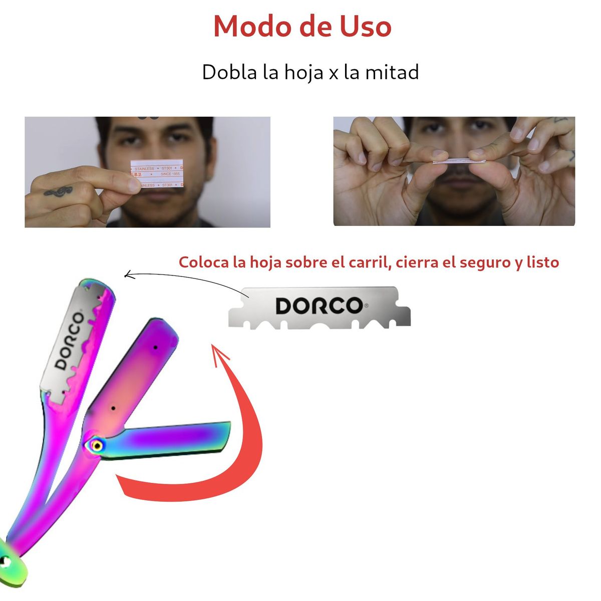 GENERICO - Maquina Acero Navaja Clasica Afeitar Plegable Barba +hojas Rainbow