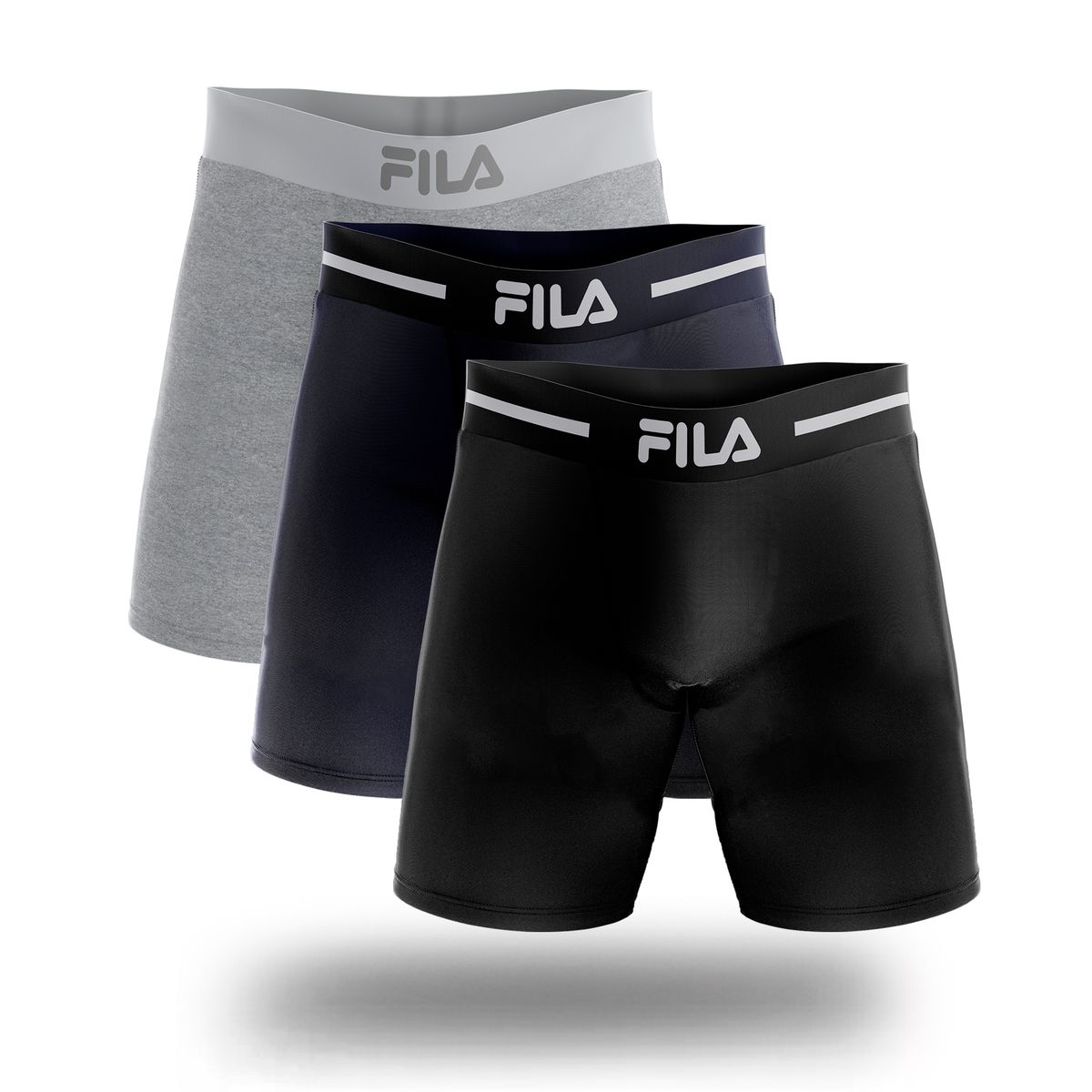 FILA - Pack x3 Bóxer Largo Fila Pretina Ancha Multicolor